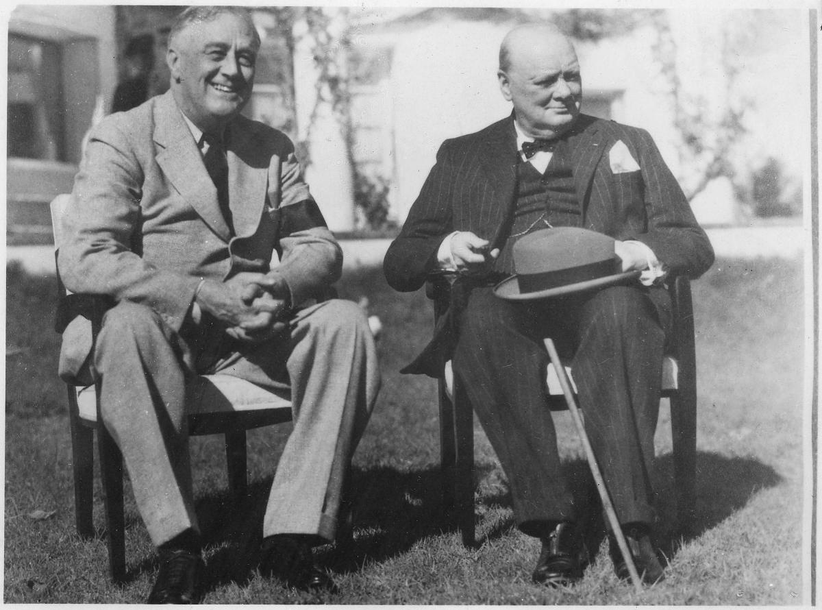 Franklin Roosevelt and Winston Churchill at Casablanca. Photo courtesy of NARA.